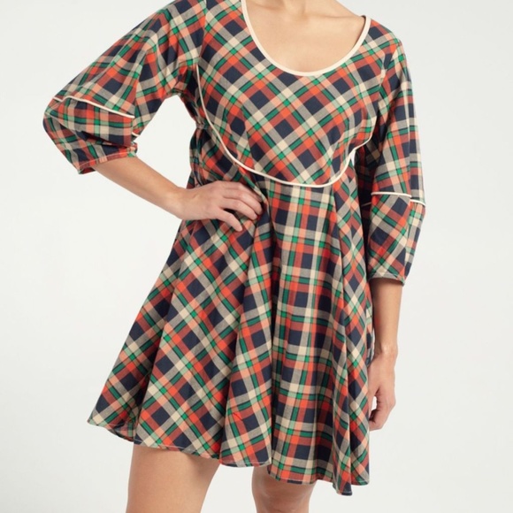 Rachel Antonoff Pat Tent Dress in Navy Ditsy Floral Patchwork - Picture 2 of 4